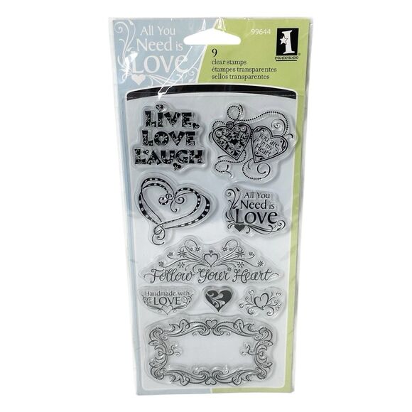 Inkadinkado Poly Clear Stamps Set 9 Love And Friendship Hearts - Picture 1 of 4